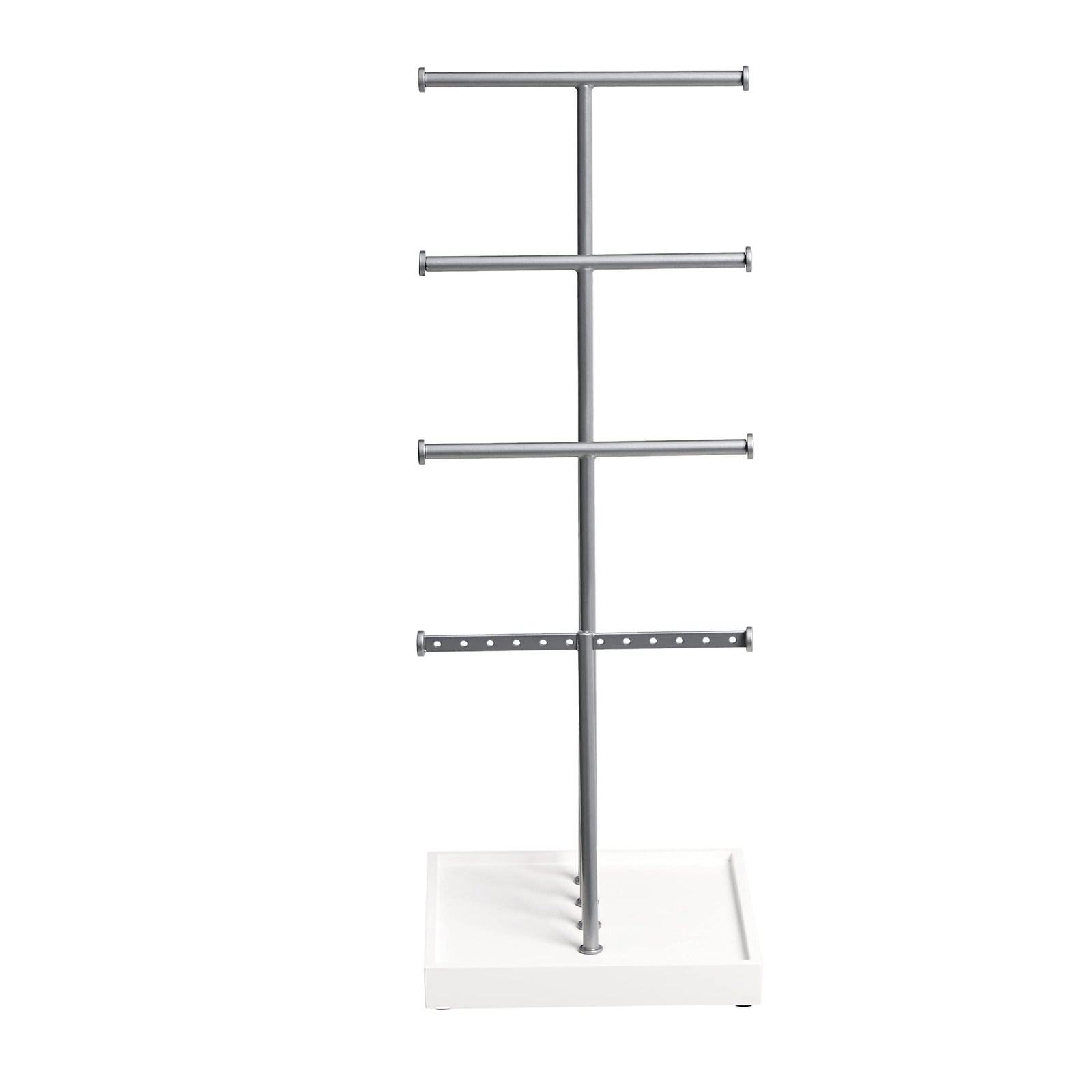 Amazon Basics Four-Tier Jewelry Tree Stand - White/Nickel