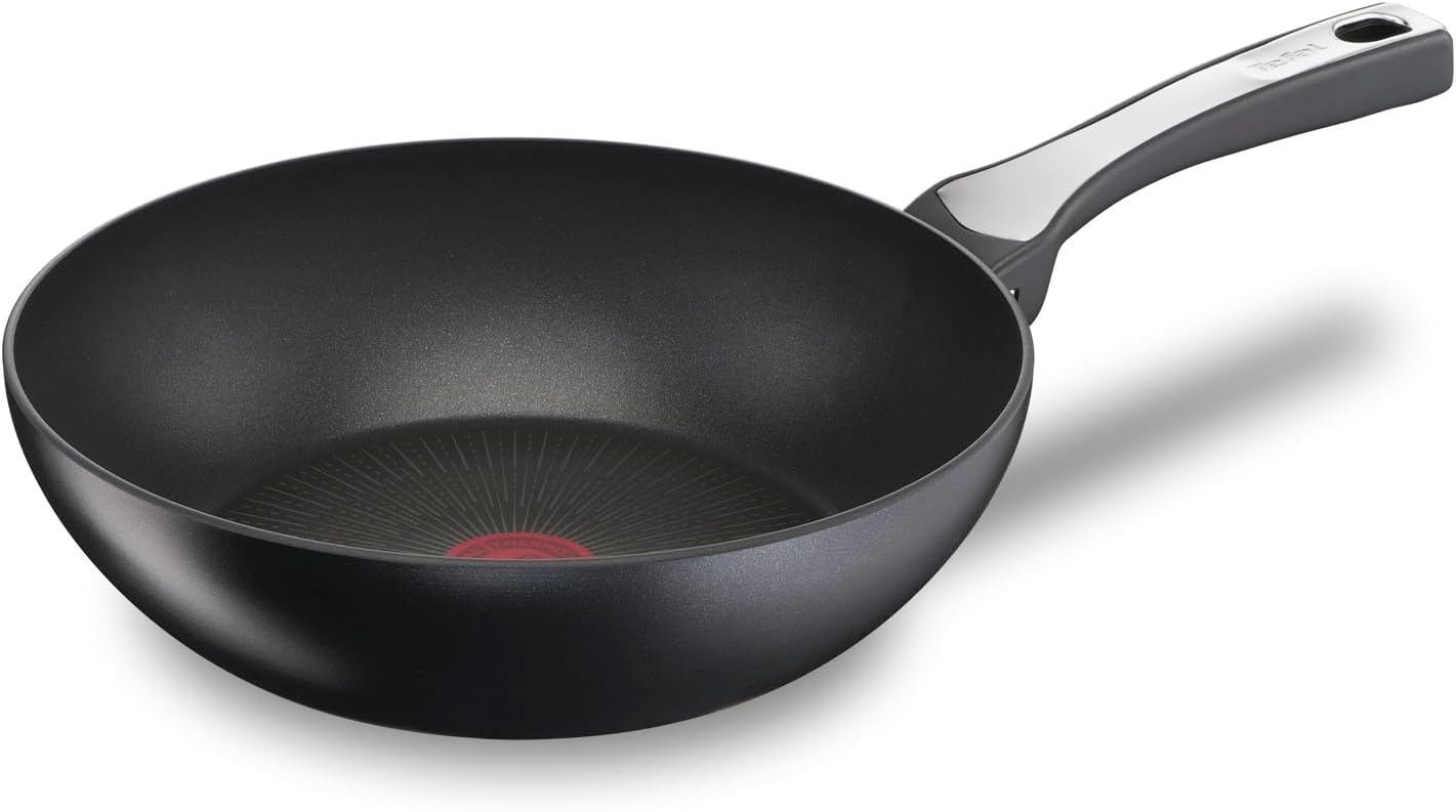 Tefal Unlimited On, Wok Pan, 28 cm, Non-Stick Cookware, Scratch Resistant, Easy Cleaning, Safe, Non-Stick Coating, Thermo-Signal™, Healthy Cooking, Perfect Searing, France, Induction Pan G2591922