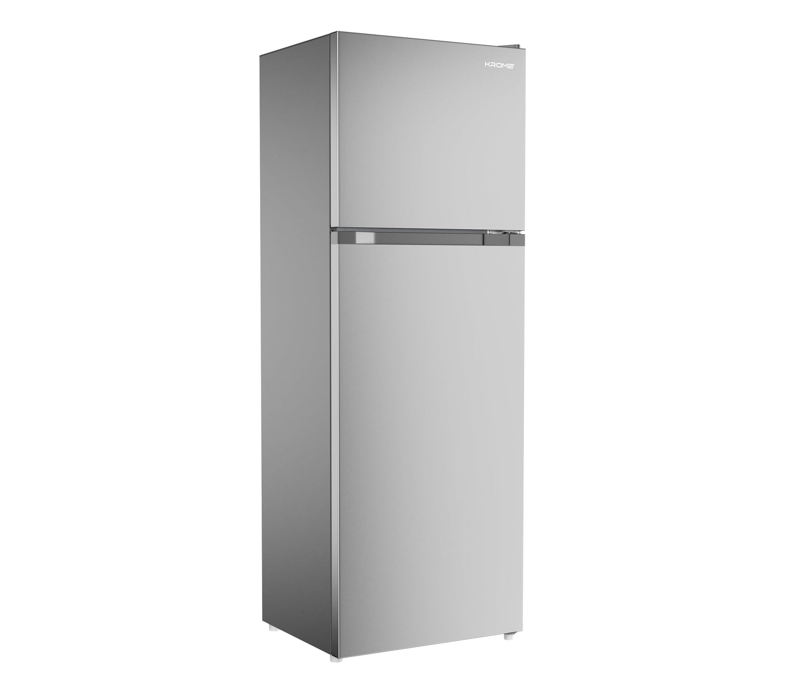 KROME 455 Liter Gross Top Mount Double Door Refrigerator, No Frost Cooling System, LED Display, Convenient Shelves For Easy Access, INOX, 10 Year Compressor - KR-RFF 480 IM