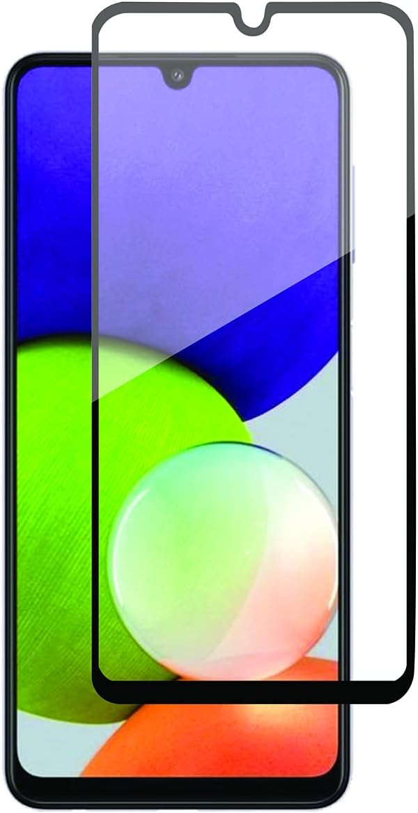 9D Al-HuTrushi Screen Protector compatible with Samsung Galaxy A22 Tempered Glass, Clear Transparent Film Case Friendly 9H Hardness Anti-Fingerprint Anti-Scratch No Bubble (Black-9D)