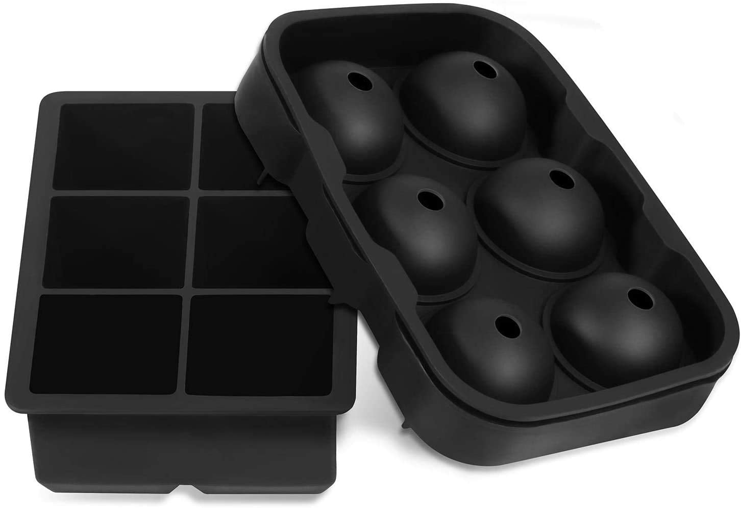 Large Size Ice Maker Hold Silicone Cube Tray And Ball (Set Of 2) Black