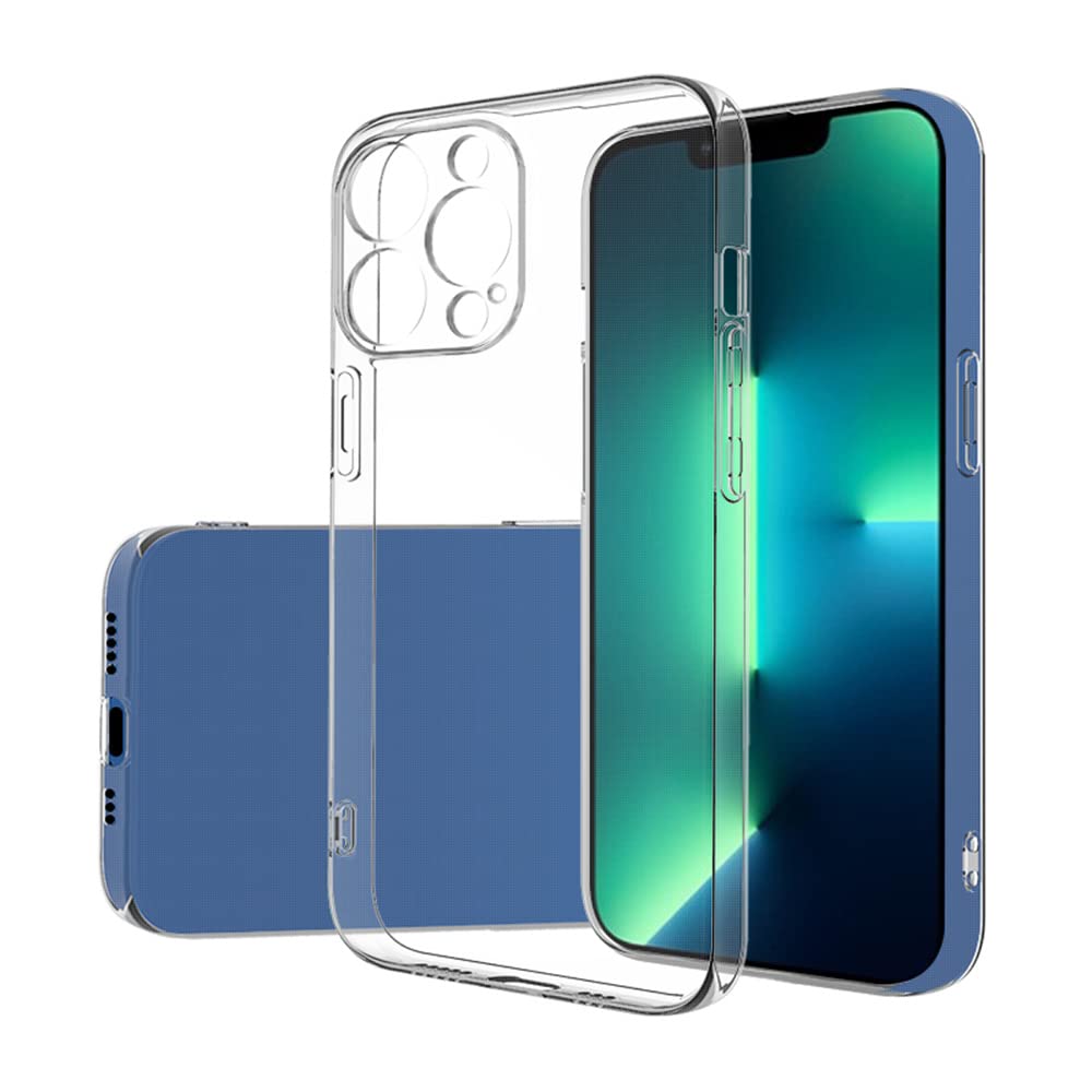 AJEZDONG Compatible with iPhone 13 Pro Case Bumper Hybrid Protective Anti Yellowing Shockproof Non Slip Slim Fit (Crystal Clear)