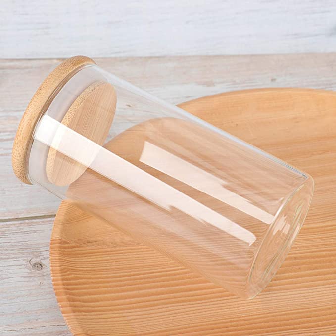 Glass Canister With Bamboo lid 500ML, Transparent (0812CB)
