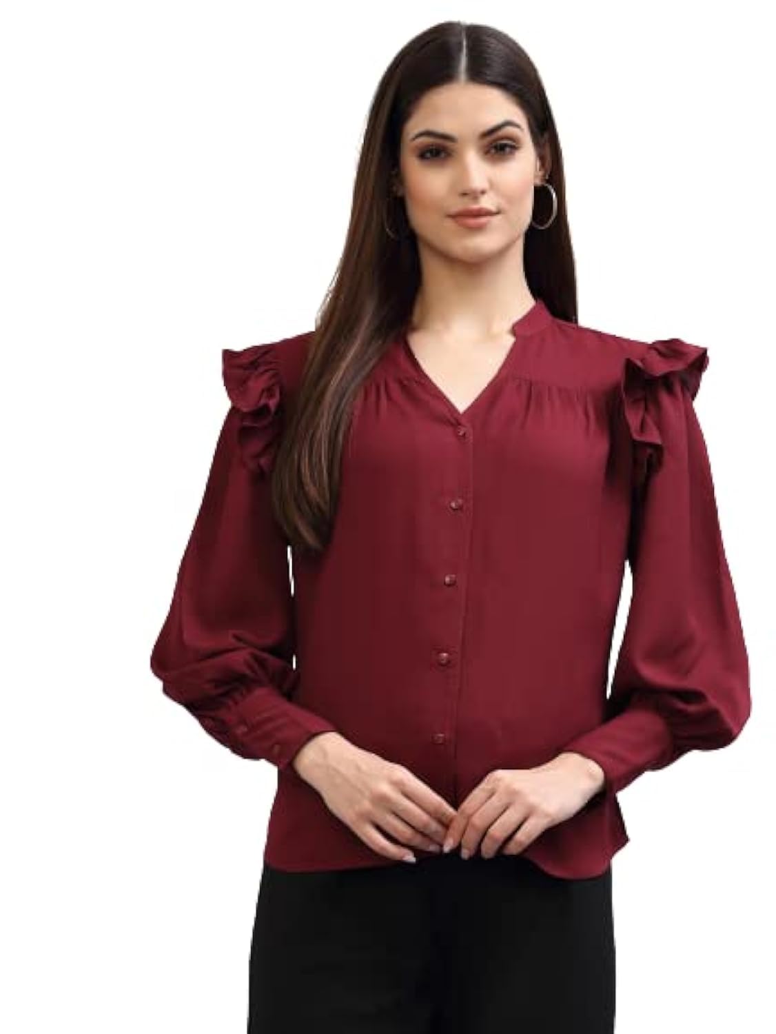 Krave Women Formal Shirt.Maroon.M