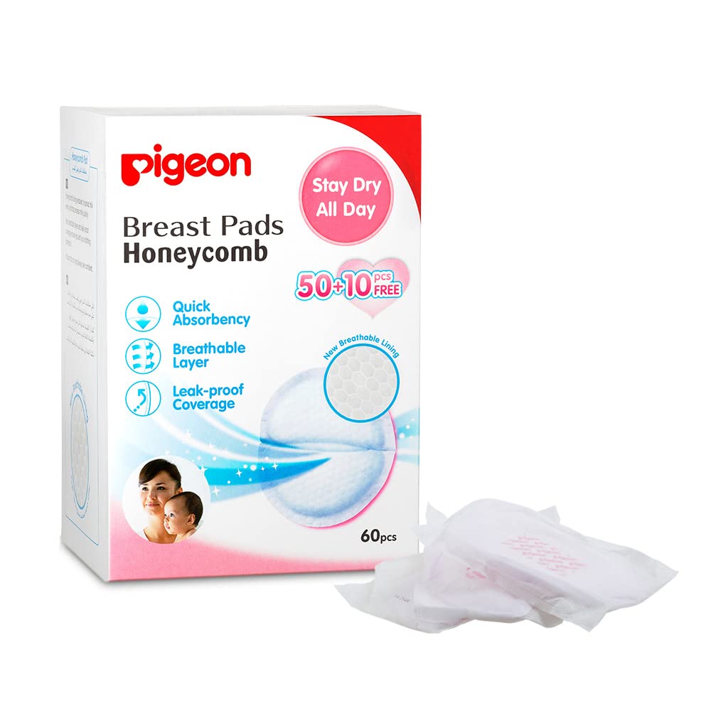 Pigeon Breast Pad, Honeycomb, Ultra-Slim And Light, Leak Proof Coverage, Quick Absorbency, 60 Pcs, White