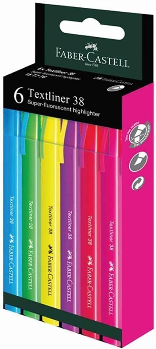 Faber Castell Textliner 38 Highlighter 6-Pieces, Multicolor