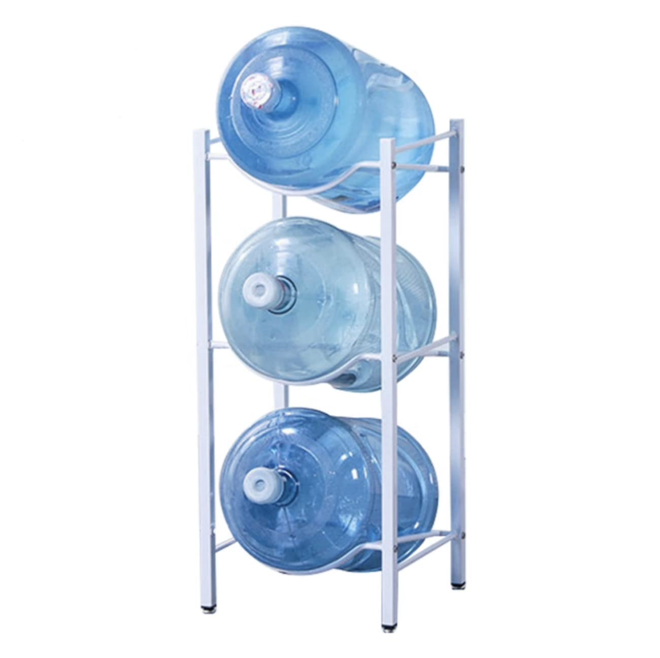 SKY-TOUCH 3 Tier Water Jug Rack, 5 Gallon Water Bottle Holder Heavy Duty Water Bottle Stand Storage for Kitchen Home and Office Easy To Assemble White