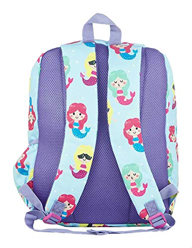 Cubs Polyester Mermaid Pattern Zip-Around Front-Pocket Unisex School Backpack with Adjustable Shoulder Strap - Multi Color, Multi Color, One Size