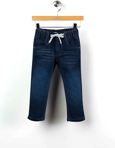 Concrete C322PT4-S22-45N-1034 Pants features a zipper and elastic at the waist with a rope for boys - Dark Blue