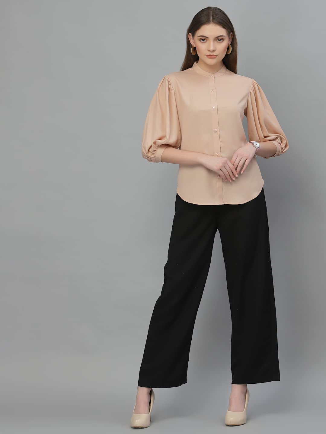 Krave Women Formal Shirt.Nude.S