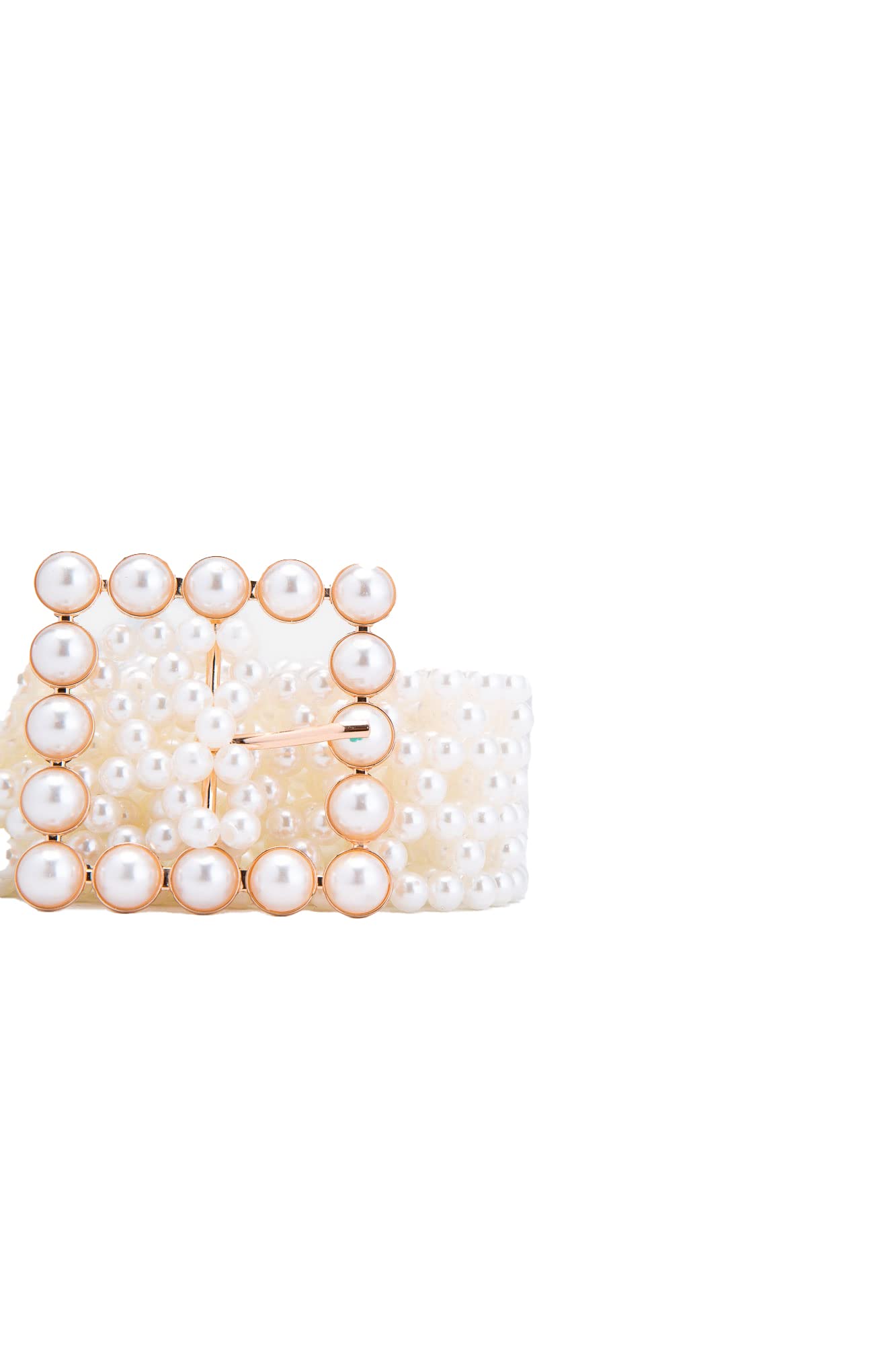 Low Waist Full Pearl Wrap Around Belt - Pearl White - Pearl - One Size