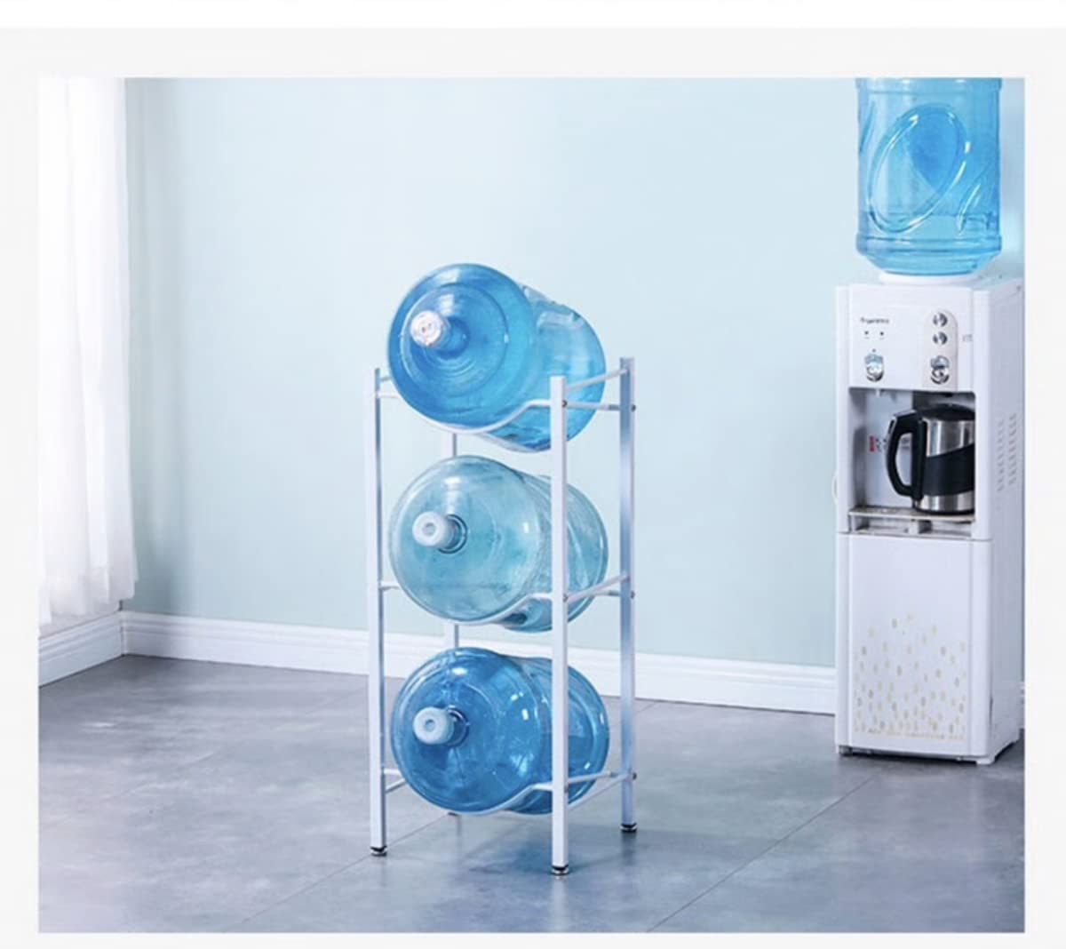 SKY-TOUCH 3 Tier Water Jug Rack, 5 Gallon Water Bottle Holder Heavy Duty Water Bottle Stand Storage for Kitchen Home and Office Easy To Assemble White