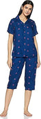 Longies Women's Rayon Capri Nigh Suit Regular Set