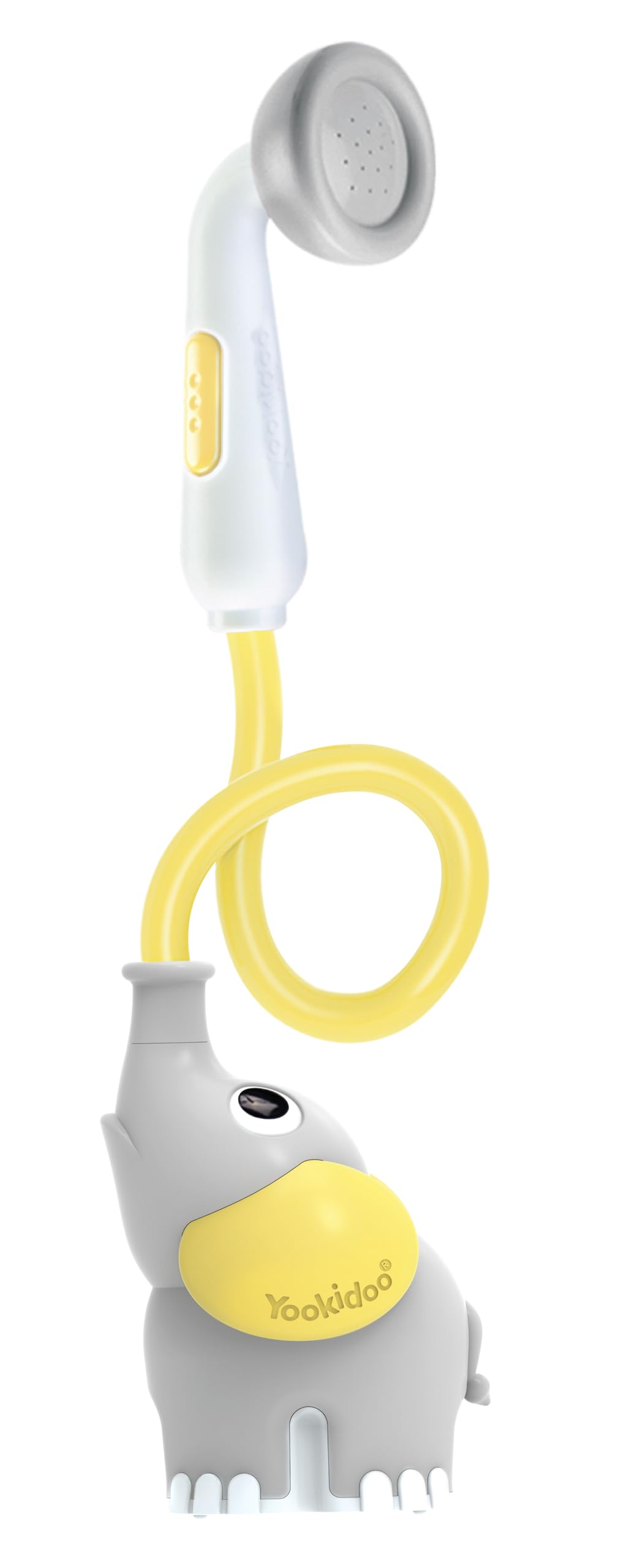 Yookidoo Baby Bath Shower Head - Elephant Water Pump with Trunk Spout Rinser - Control Water Flow from 2 Elephant Trunk Knobs for Maximum Fun in Tub or Sink for Newborn Babies - Yellow
