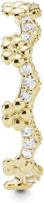 Pandora 167924Cz-50 Sterling Silver Zircon Embellished Stone Crown Shape Ring For Women - Gold