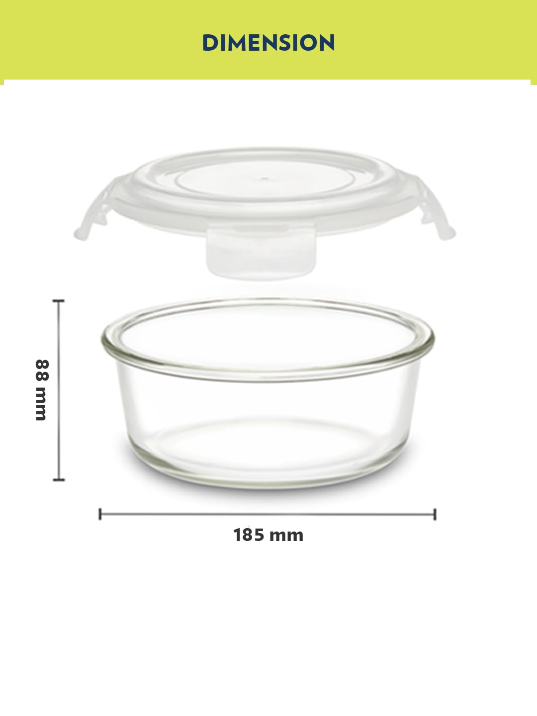 BOROSIL KLIP-N-STORE ROUND GLASS STORAGE CONTAINER WITH AIR TIGHT LID FOOD STORAGE CONTAINER MICROWAVE SAFE CONTAINER 950 ML
