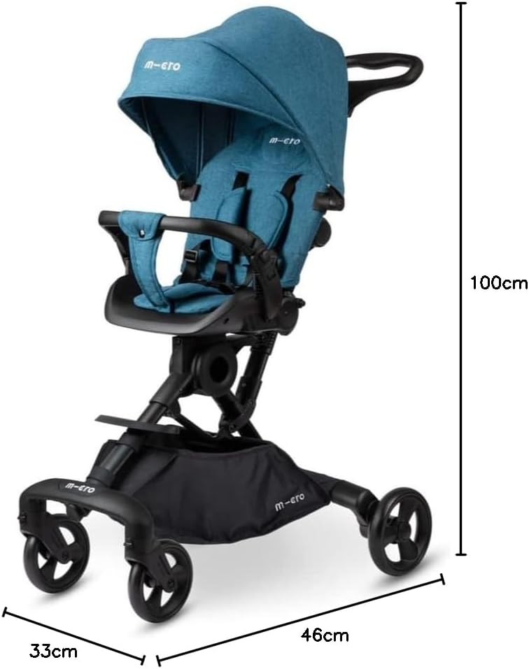 Micro STROLLER TRIKE Plus |360 degree rotating seat|5-point safety belt | Front swivel wheels | Seat reclination |Aqua