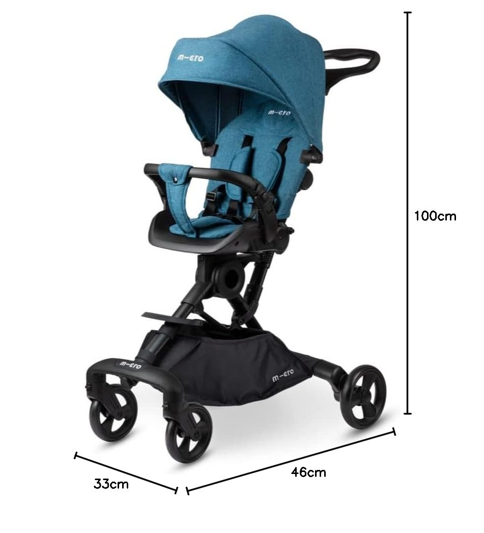 Micro STROLLER TRIKE Plus |360 degree rotating seat|5-point safety belt | Front swivel wheels | Seat reclination |Aqua