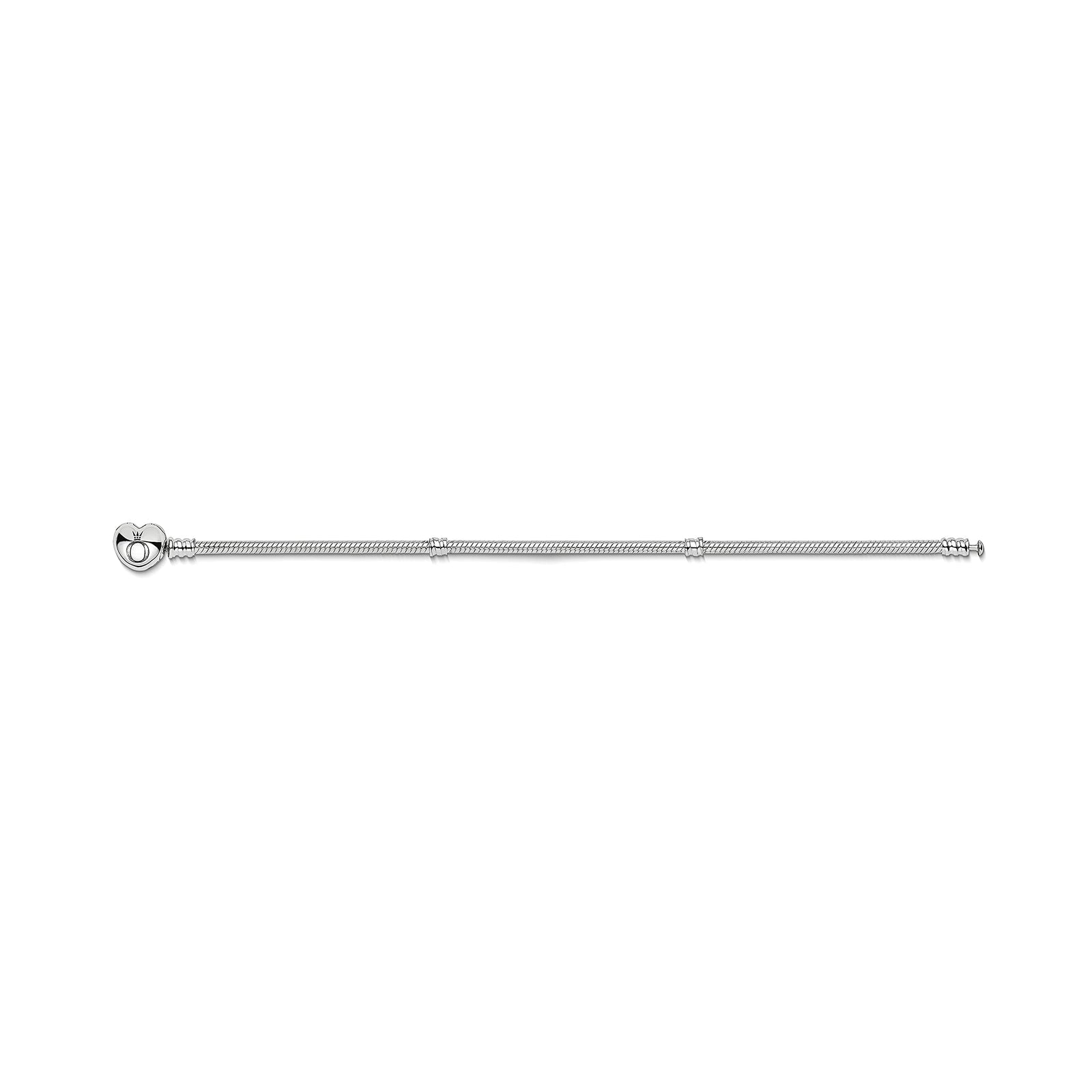 Pandora Moments Women's Sterling Silver Heart Clasp Snake Chain Bracelet for Charms