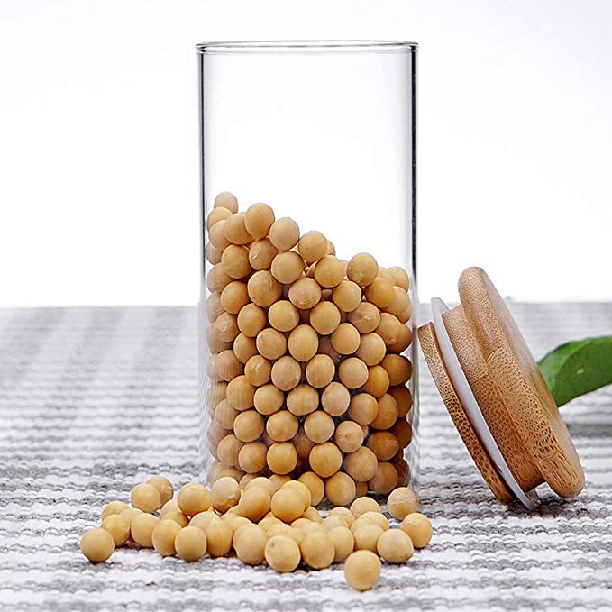 Glass Canister With Bamboo lid 500ML, Transparent (0812CB)