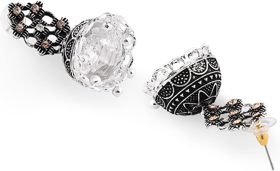ZAVERI PEARLS Combo Jhumkis For Women (Silver) (Zpfk6280)
