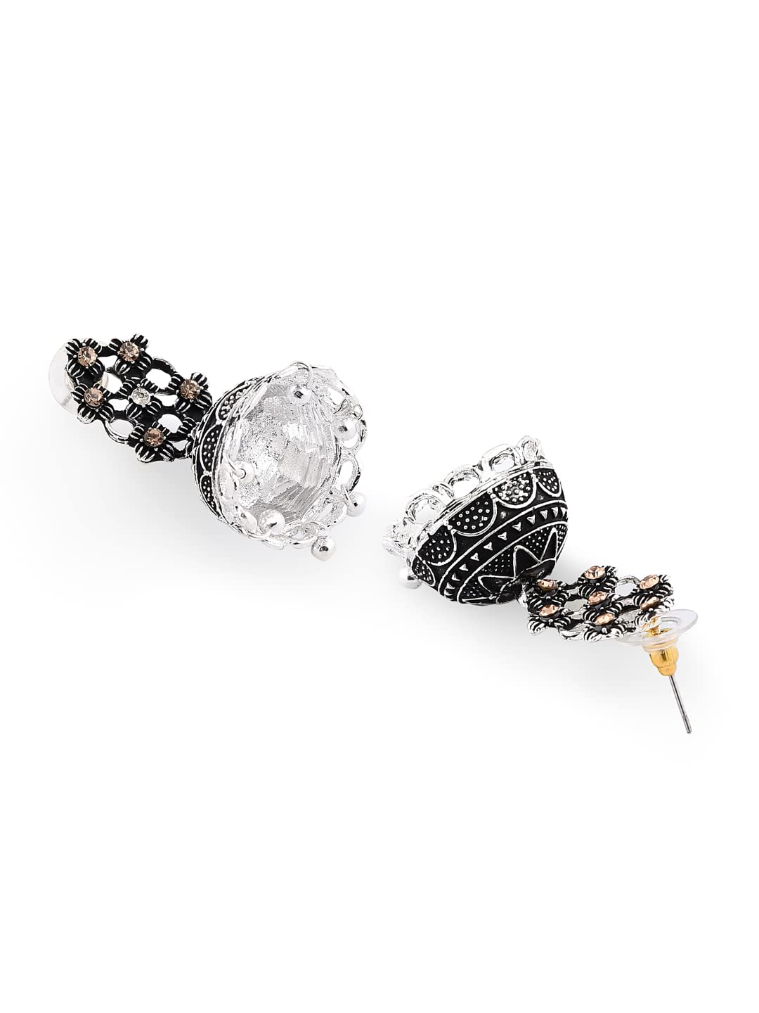 ZAVERI PEARLS Combo Jhumkis For Women (Silver) (Zpfk6280)