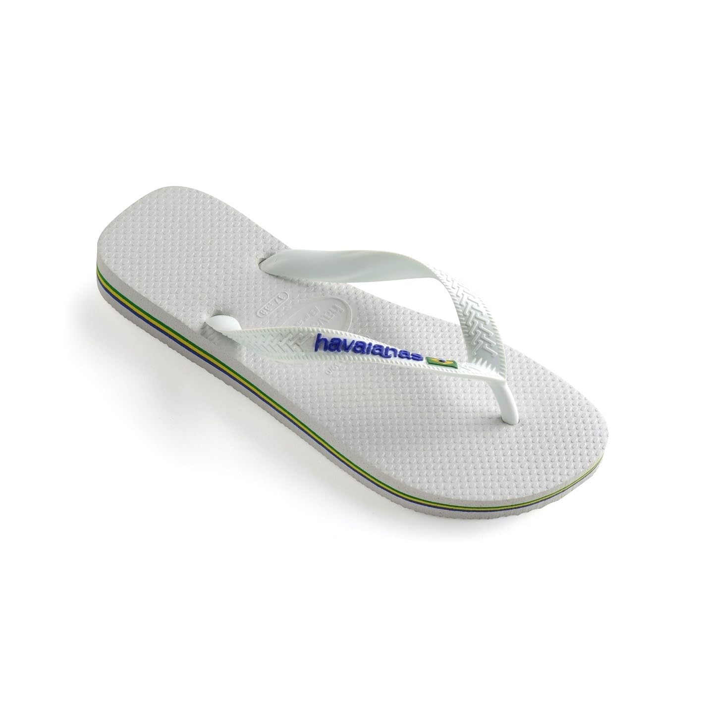 Havaianas Unisex Brasil Logo Thong Flip Flop Slipper, White, 45/46