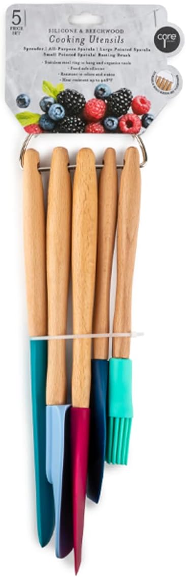 Core Beechwood and Silicone Utensils 5-Pieces Set