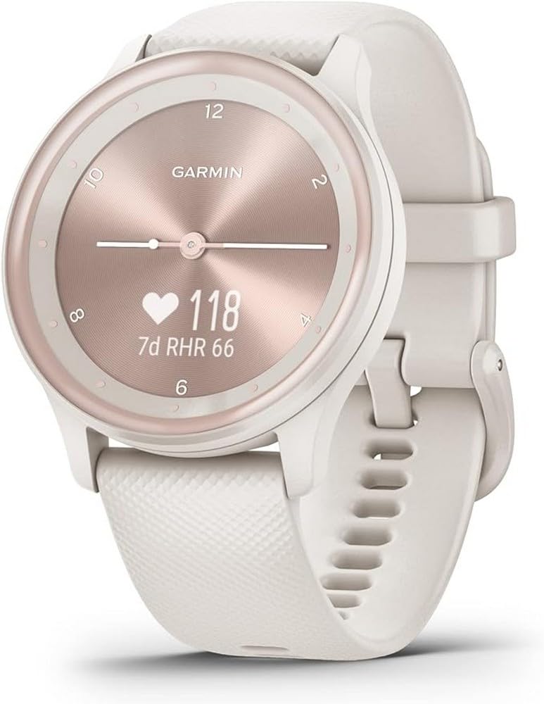 GARMIN VIVOMOVE SPORT, IVORY CASE AND SILICONE BAND WITH PEACH GOLD ACCENTS