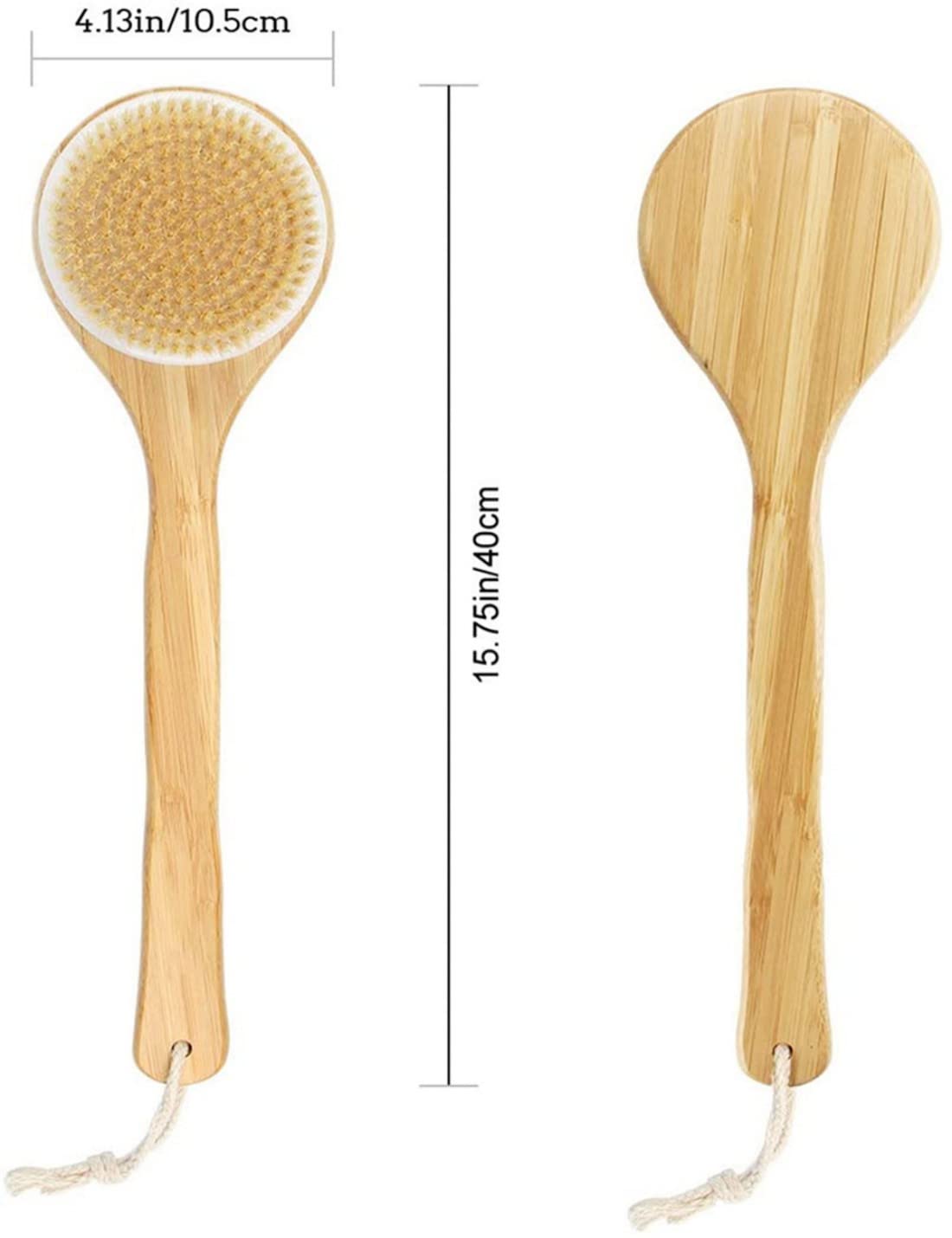 SKY-TOUCH Bath Brush Long Handle, Shower Brush Body Back Spa Clean, Bath Brush Natural Bristle Improves Blood Circulation, Exfoliates