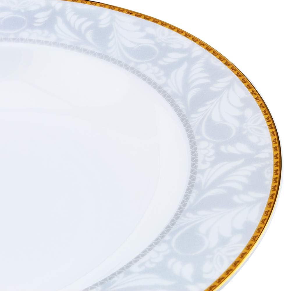 Shallow Porcelain Elegance Soup Plate with Gold Rim, White, 23 cm, TS-H1-32