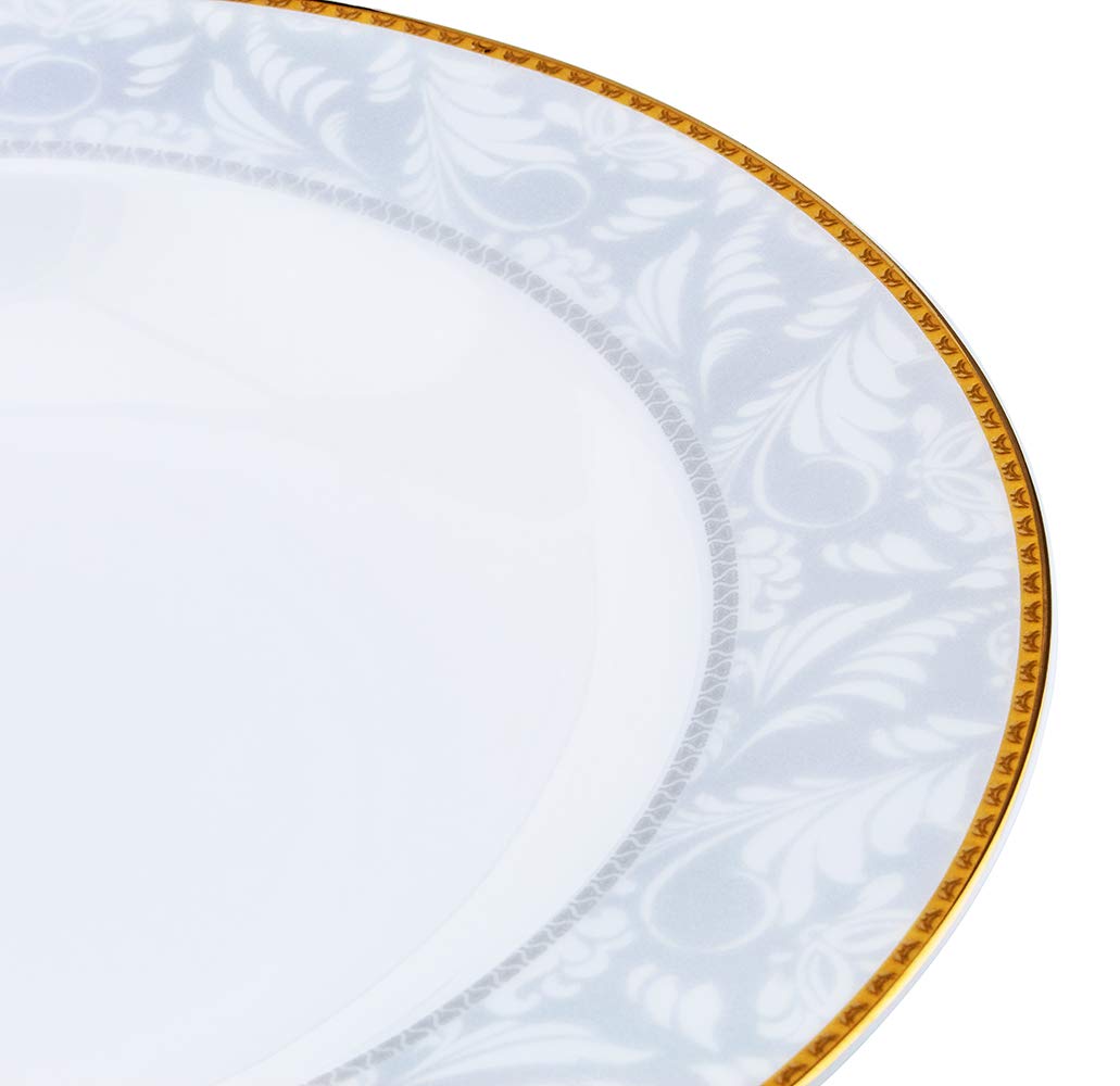 Shallow Porcelain Elegance Soup Plate with Gold Rim, White, 23 cm, TS-H1-32