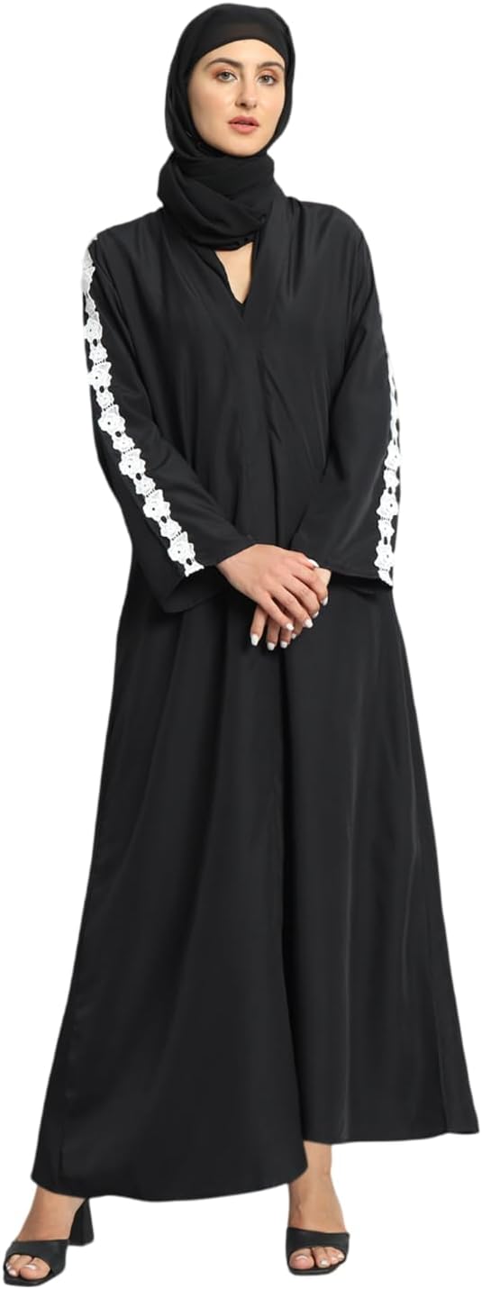 Styleville.in Women Arabic wear abaya with Hijab Black -SDRF1N502955