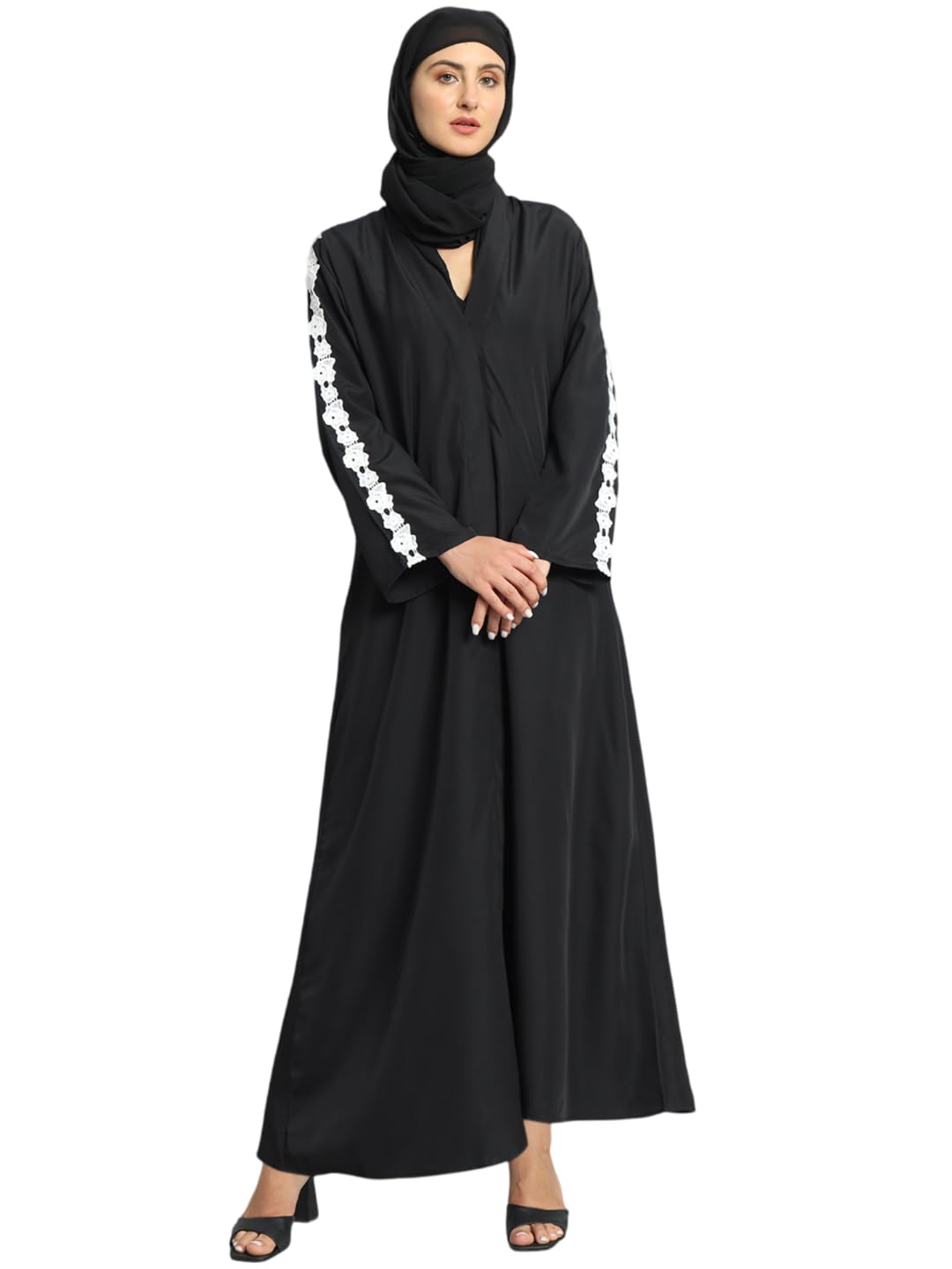 Styleville.in Women Arabic wear abaya with Hijab Black -SDRF1N502955