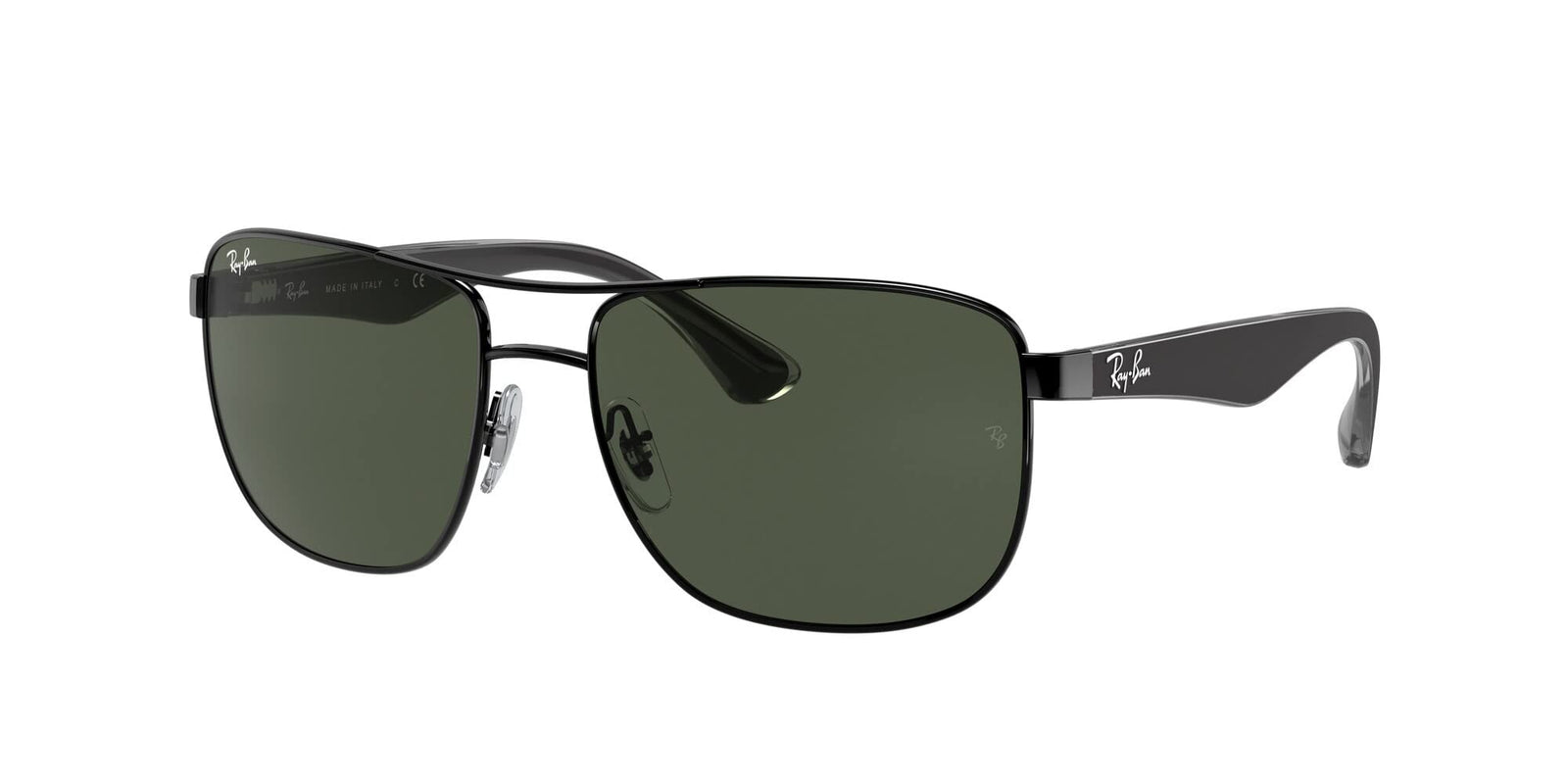 Ray-Ban Steel Man Sunglasses - Black Frame Green Lenses 57mm Non-Polarized