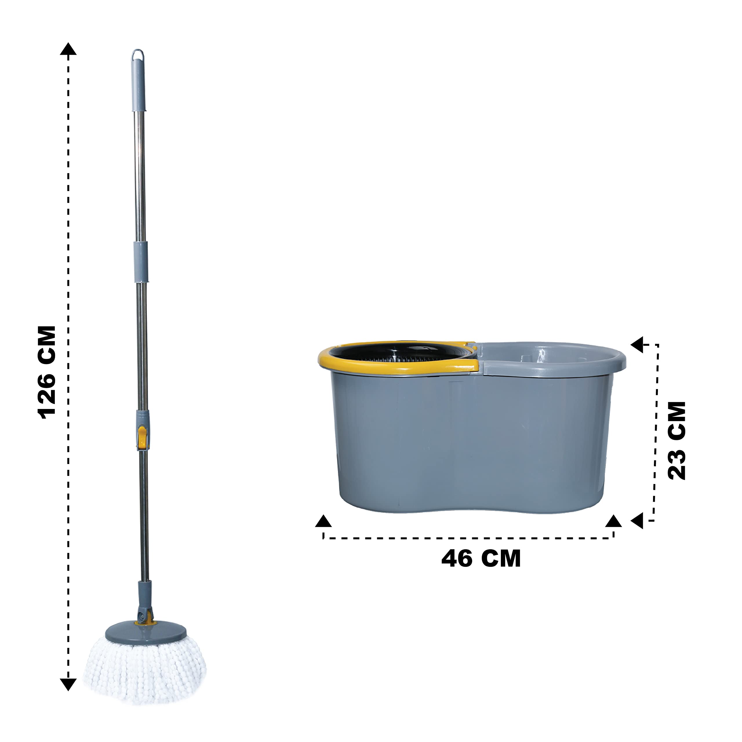 Esqube Elegant 360° Spin Mop Bucket Set - Grey