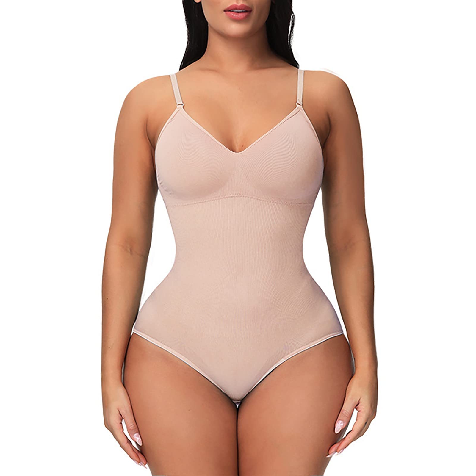 VUCATIN Full Body Shaper, Women Tummy Control Hip Lift Compression Garment, Full Coverage Bust Seamless Bodysuit, Body Slim Mid Thigh Butt Lift Shaper Shapewear