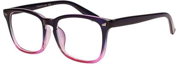 Bestum Plain Glasses Frame for Women Men Plastic full Frame Clear Lens(Black purple)