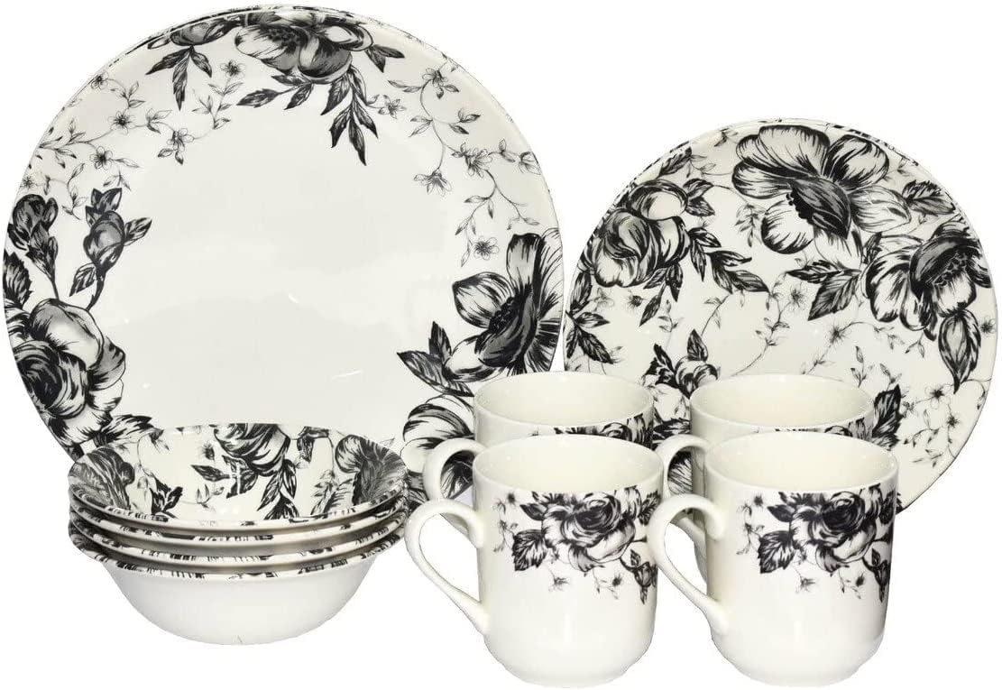 Claytan CLA.IFB020091 Impression Floral Black Dinner Set 15PCS