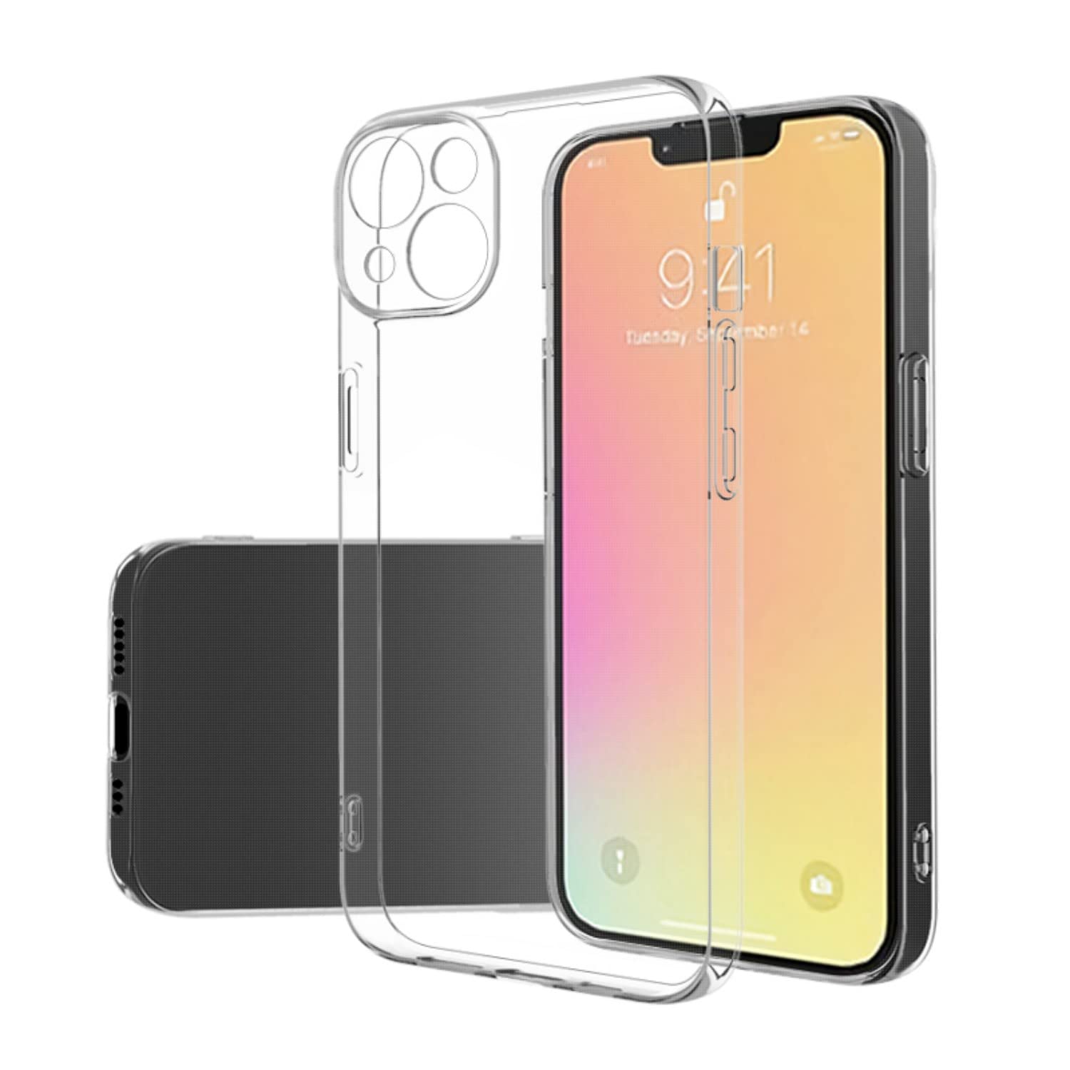 AJEZDONG uses tpu material to make fashionable transparent smart phone case, suitable for iPhone14plus