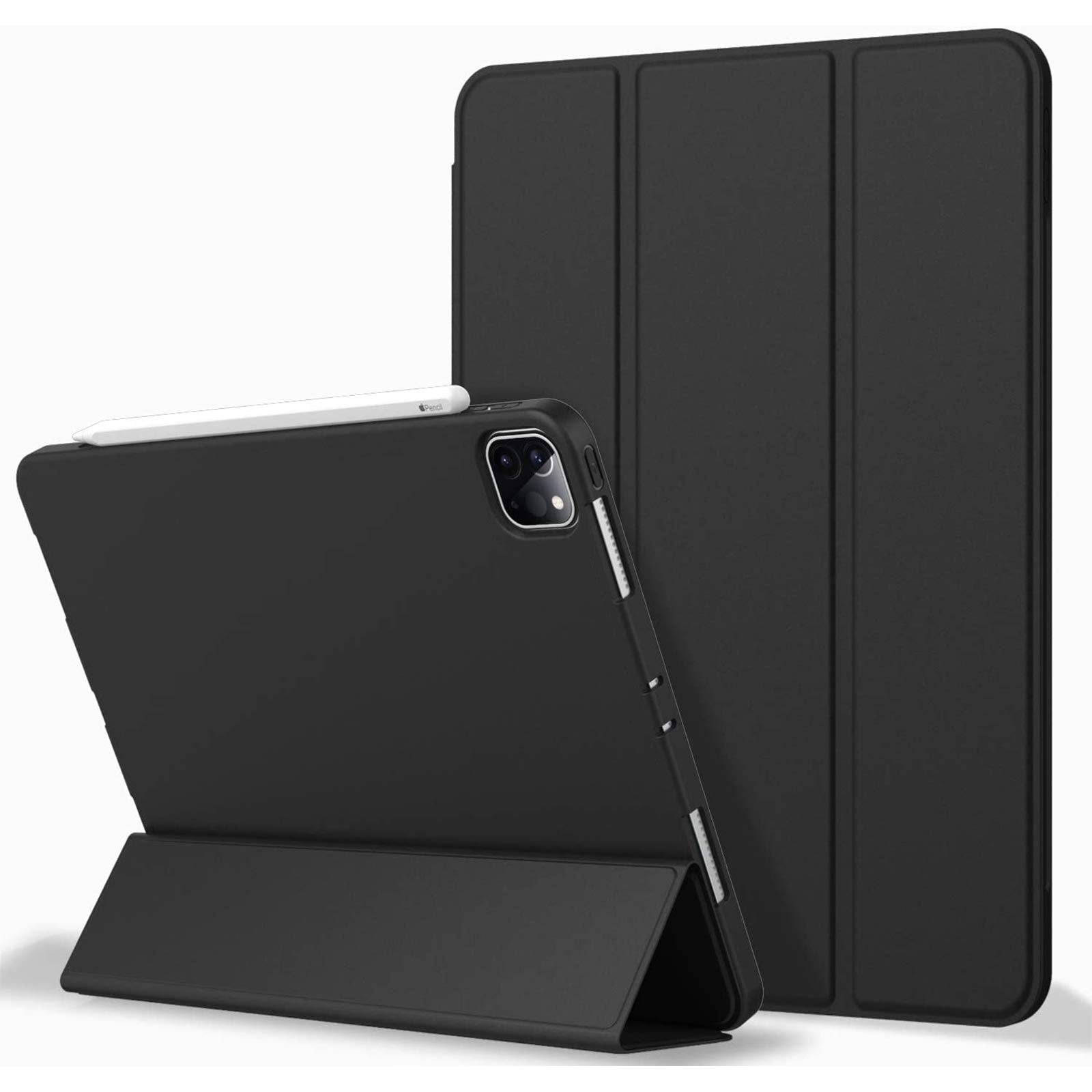 iPad Pro 11 Case 2020&2018, Soft TPU Back and Auto Sleep/Wake Slim Lightweight ipad pro case 11 inch 2020 with Pencil Holder, Support 2nd Gen Apple Pencil Charging (Black)