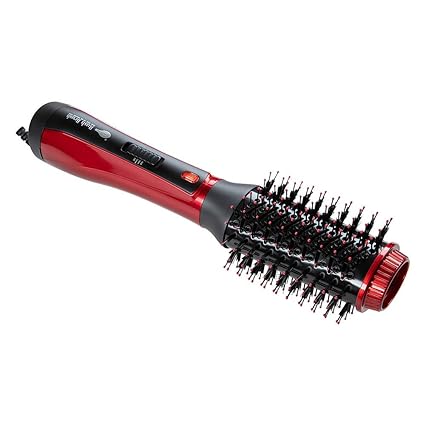 Rush Brush Volumizing Air Brush features ionic technology, Ceramic Coating for even heat distribution, Oval Design with round edges to create hair with curled ends, and volume