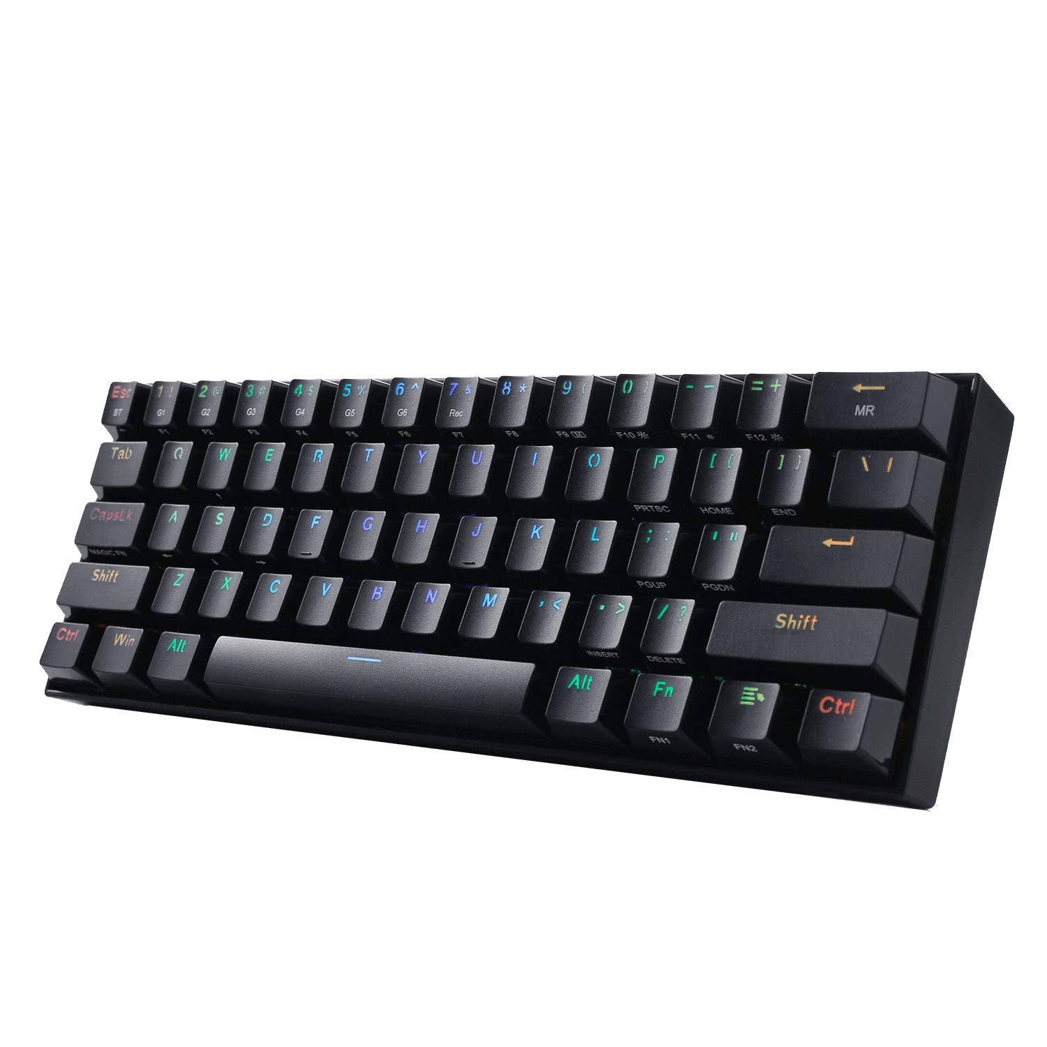 Redragon K530 Draconic 60% Compact Rgb Wireless Mechanical Keyboard, 61 Keys Tkl Designed 5.0 Bluetooth Gaming Keyboard With Brown Switches And 16.8 Million Rgb Lighting For Pc, Laptop, Cell Phone