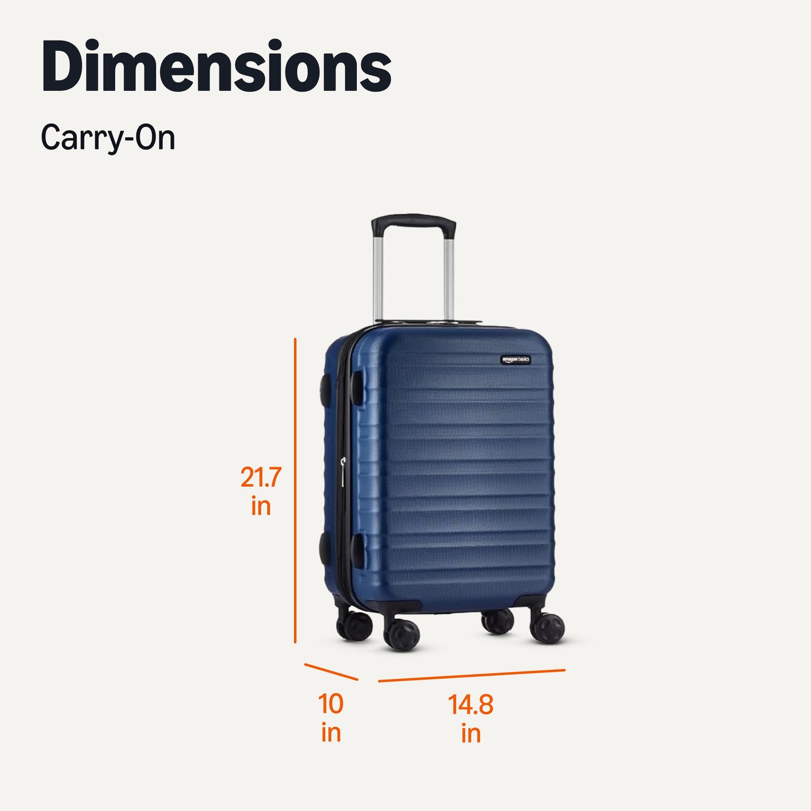 Amazon Basics Hardside Spinner Luggage- 21 inch (55cm), Material: ABS, Navy Blue