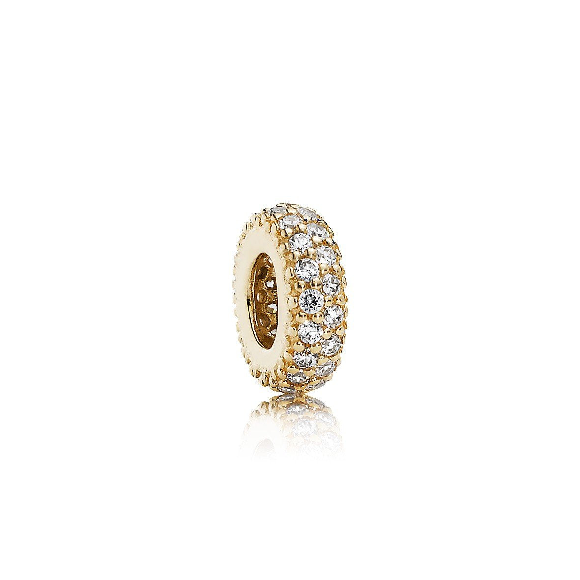 Pandora 14K Gold Cubic Zircon Stone Embellished Detail Circular Shaped Charm for Women - Gold