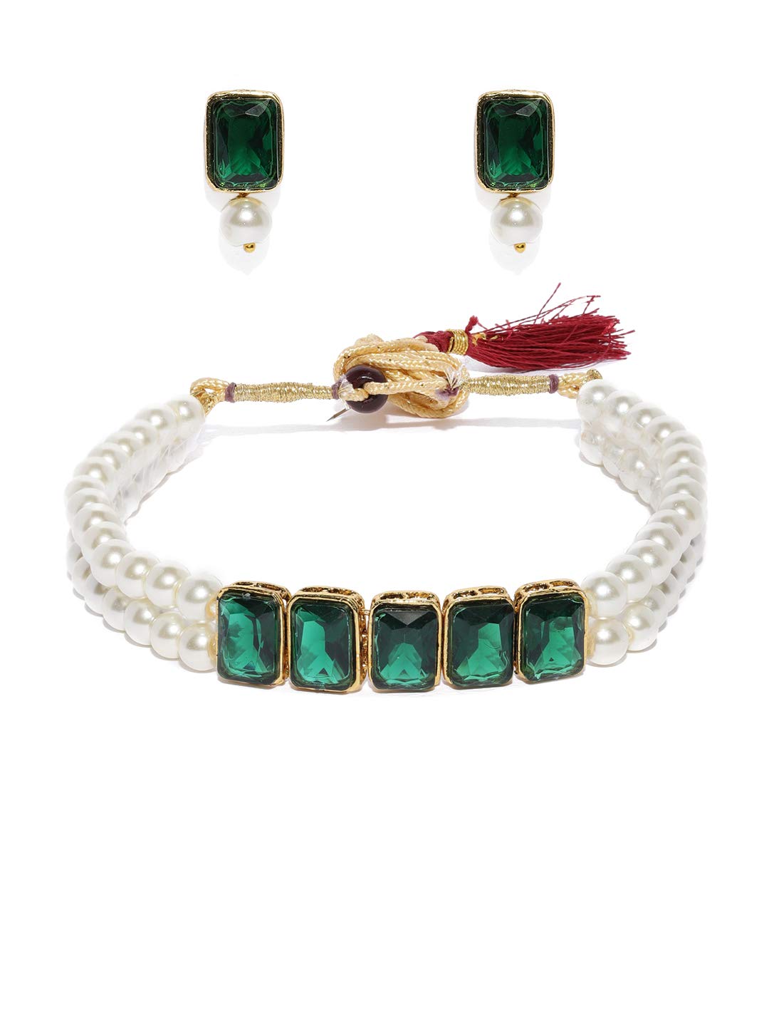 ZAVERI PEARLS Jewellery Set For Women (Green) (Zpfk9092)