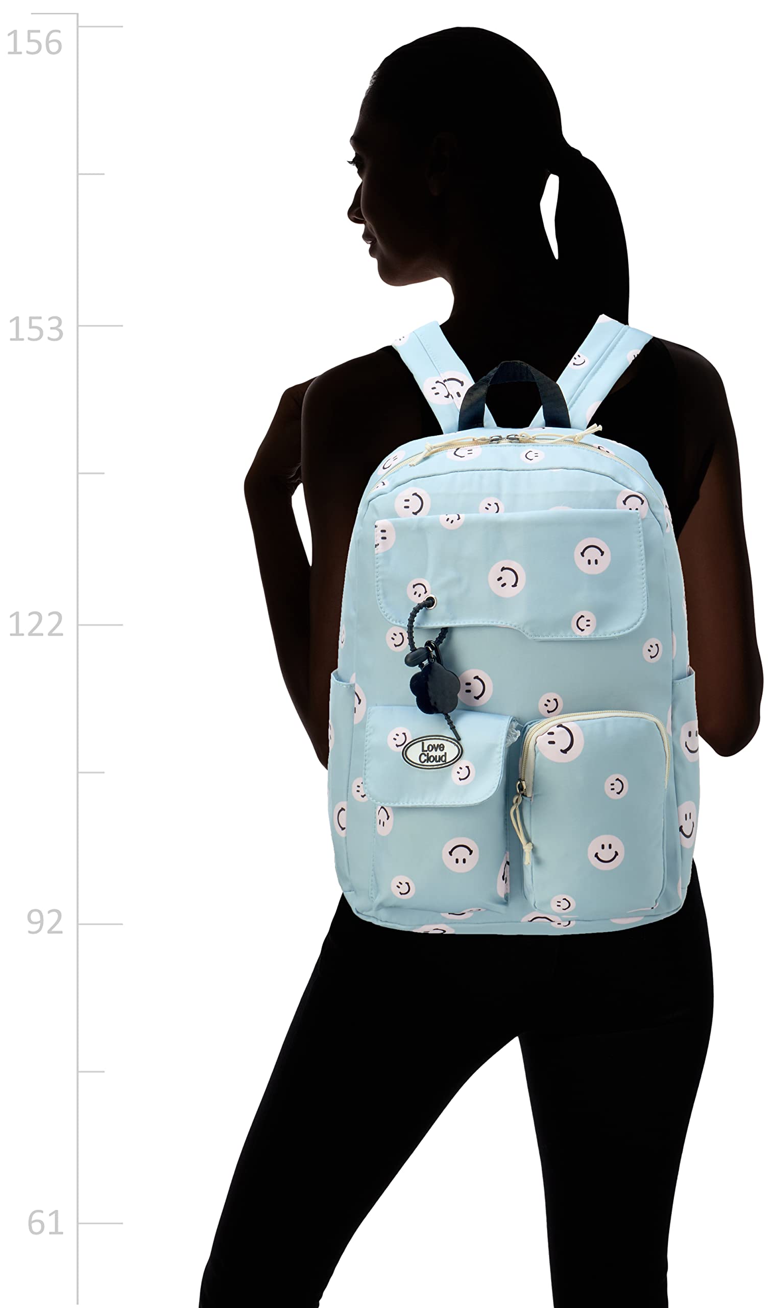 Waterproof Backpack With Smiling Faces Design For Adults - Mint Green