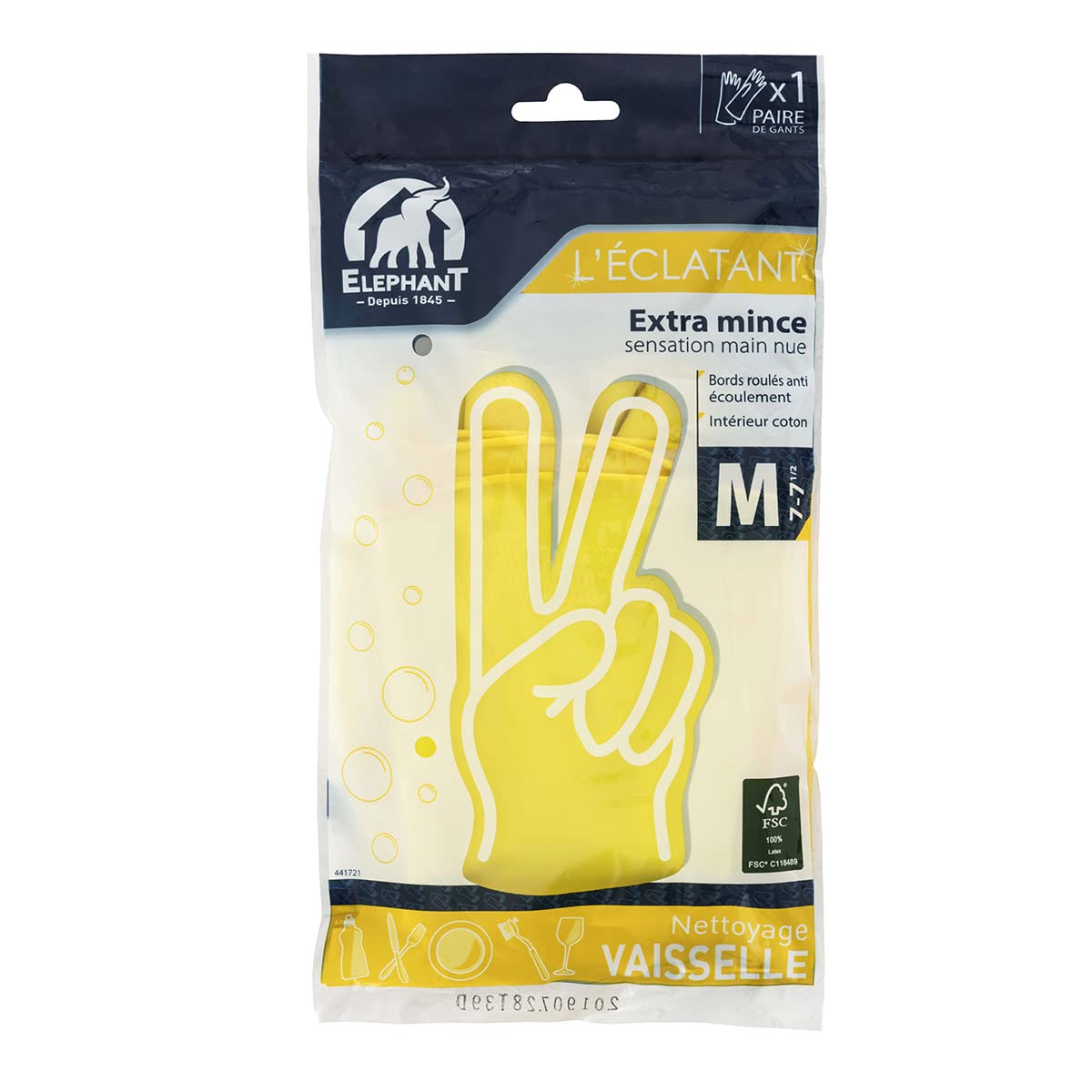 Elephant 441721 eclatant-vaisselle Second Skin, Latex, Yellow, 29 x 10.5 x 0.2 cm