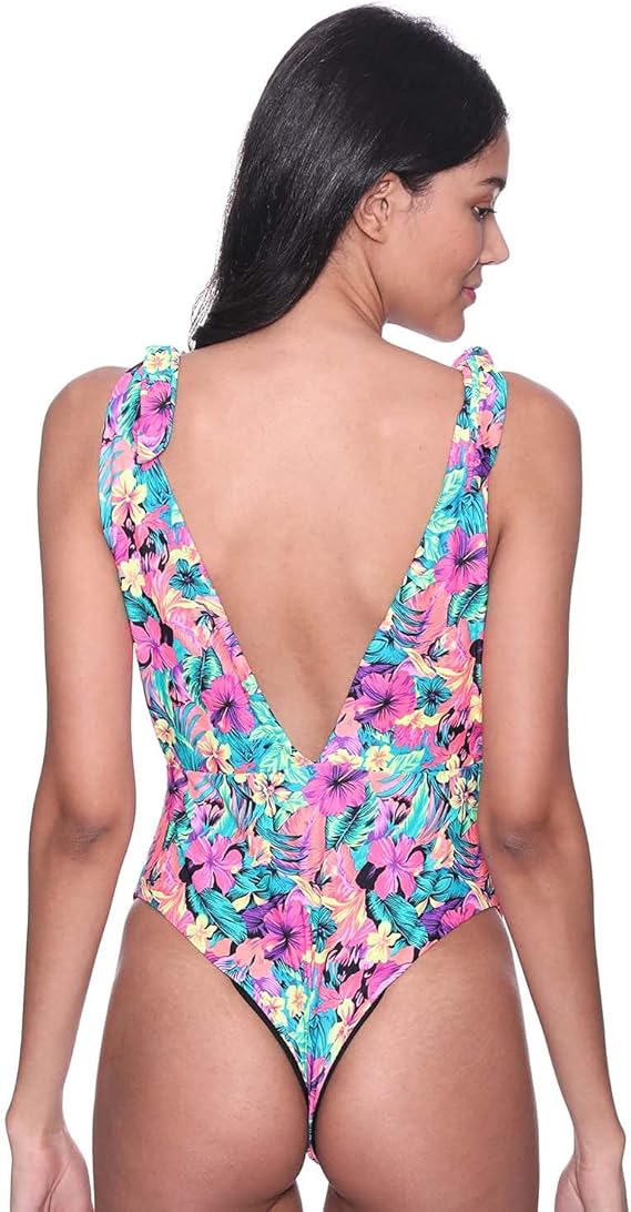 Funky Fish Women's Floral V-Neck Sleeveless Swimsuit