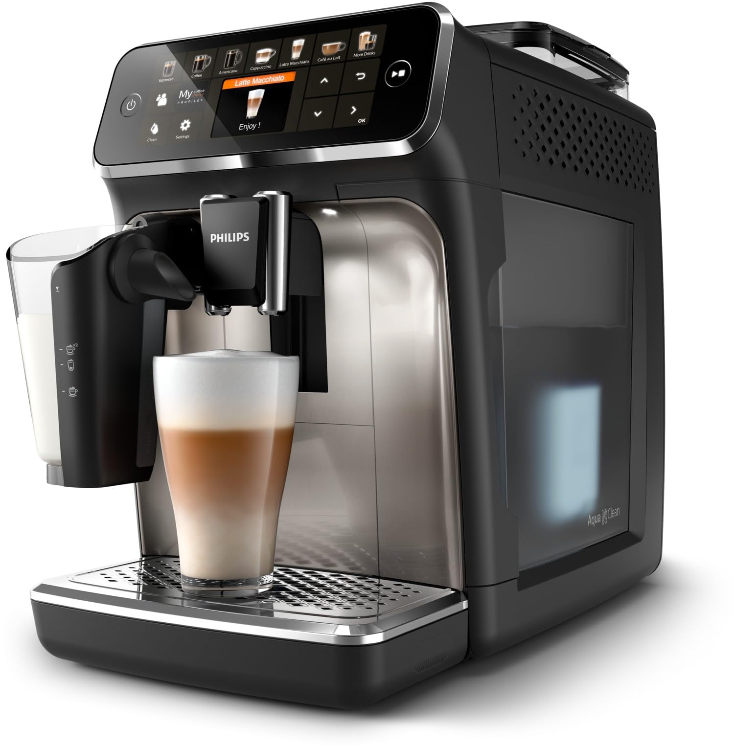 Philips 5400 Series Fully Automatic Espresso Machine - 1500W,12 Beverages, LatteGo Milk Solution, TFT Display - EP5447/90